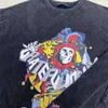 メンズTシャツ良質のヴィンテージピエロプリントTシャツの男性洗浄ファヒオンシャツネック半袖ヒップホップ女性ティー