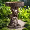 Decorações de jardim resina escultura criativa alimentador de pássaros ornamentos de estátua animal simulação de estátua de raccoon decoração
