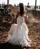 Beach boho Mermaid Wedding Dresses 2023 Lace Deep V-Neck Neckline Cap Sleeves Chapel Train Plus Size Bride Gown Vestidos De Novia