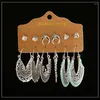 Dangle Earrings Retro Antique Silver Color Flower Metal Hoop Set Hollow Heart Drop Earring Female Piercing Statement Jewelry