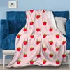 Blankets Fruit Strawberry Print Fuzzy Flannel Blanket Soft Portable Throw Blanket Room Bedspread for Sofa Home Office Bed R230824