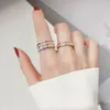 Cluster Rings 18k Gold Single/Double Row Women's Ring Mosan Diamond D Color VVS1 Wedding/Engagement/Party/Anniversary/Valentine Gift