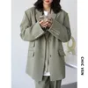 Women' Blends CHICVEN Women Office Lady Blazer Cuff Embroidery Wide Shoulder Twill Suit Autumn Ladies Outerwear Stylish Tops 230824