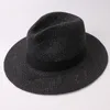 BERETS HT3119 Fedoras Black Band Straw Hat Kvinnor Wide Brim Summer Male Female Panama Beach Cap Unisex Flat 230823