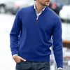 Pulls pour hommes Hommes Automne Hiver Pull Solide Couleur Fermeture à glissière Demi-Col Haut Tricoté Manches Longues Élastique Doux Chaud Mi-Longueur Pull Top