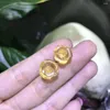 Boucles d'oreilles MeiBaPJ Citrine naturelle pierre précieuse fleur véritable or jaune 18 carats bijoux à breloques fines pour femmes