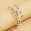 Chain Link Crystal U-Shaped Buckle Metal Bangle Bracelet Statement Gold Sier Color Fashion Pseras Women Bijoux Gift Drop Delivery Je Dhyim