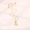 Pendentif Colliers Bijoux de mode Titane Acier Collier rond 18K Plaqué or pour femmes Cadeaux de fête d'anniversaire TGN036