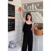 Women's Two Piece Pants Women Khaki Casual Vest Sleeveless Vintage Y2K Simple Fashion Straight Wide Leg Female 2023 Summer Solid Trouser