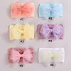 Hair Accessories 12 PCS Princess Handmade Chiffon Bow Headband Nylon Cable Knit Stretchy Headwraps Baby Shower Gift