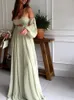 Basic Casual Dresses Solid Sexy Backless Hollow Maxi Vestidos Fashion Women Elegant Long Lantern Sleeves Aline Robe 2023 Holiday Party Evening Dress 230823