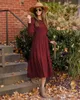 Vestidos informales Vestido fruncido con volantes para mujer Una línea con volantes Dobladillo elegante Manga larga con linterna Vintage Maxi Boho Ropa femenina para fiesta