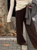 女性用パンツ2023秋/冬の洋ナシ型ボディ薄いニットワイドレッグ濃厚なドレープカジュアルストレートレッグパンタローデムジェール