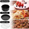 Tools 3Pcs Air Fryer Pizza Pan Steam Rack 7 Inch Food Grade Steel Nonstick Coating Cake Barrel Universal