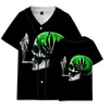 Männer Jacken Sommer Mode Dünne Baseball Uniform Kurzarm 3D Digitaldruck T-shirt Rundhals Schädel Straße Jugend Männer Kleidung