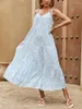 Casual Dresses Women s tryckta ärmlös klänning Bind Summer Flower Party Loose Length Beach Street Clothing