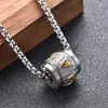 Chaînes Collier pour hommes en acier inoxydable Six mots pendentif cylindrique Vintage Mantra bouddhiste colliers chanceux amulette bijoux masculins