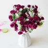 Decorative Flowers Wreaths 15 Heads Mini Roses Bouquet Artificial Flower Wedding Scene Layout Fake Floral Living Room Desk Christmas Home Decor Accessories 230823