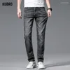 Jeans maschile kubro sottile dritto scuro sottile ammorbidente denim smart ufficio gentiluomo indossa casual indossa taglio chic taglio blu blackgrey