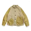 남성용 재킷 2023 가을 일본 패션 캐주얼 린넨 컬러 폴로 목 느슨한 긴 소매 얇은 코트