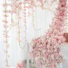 Flores decorativas grinaldas de 180 cm artificial sakura flores de casamento videira rosa arco home party decoração de natal