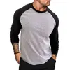 Magliette da uomo t-shirt di base per uomo a maniche lunghe Colore o-collo Slimt-fit cotto