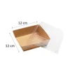 Dinnerware 50pcs Bakery Boxes Transparent Cake Box Cupcake Container Carrier Holder For Pastries Pie Cupcakes