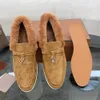 Genuine Leather flat Dress shoes lamb's wool suede loafers Moccasins Women's casual walking shoes Luxury designers casual slip on flats factory footwear with box