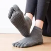 Chaussettes de Yoga en Silicone pour femmes, antidérapantes, à bout en coton, pour gymnastique, Pilates, Ballet, Fitness, Sport, danse, à cinq orteils, 2023