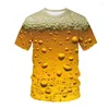 Men's T Shirts Men Casual 3D Printing Beer T-shirt Personalized Short Sleeve Shirt Mens Summer Beach Vacation Tops Oversized Custom