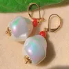 Dangle Earrings Fashion Natural White Irregular Pearl South Red Beads Gold Cultured CARNIVAL Party Holiday Gifts Women Diy Lucky Hook