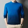 Männer Pullover Männer 2023 Winter Männer Hälfte Rollkragen Verdicken Farbverlauf Pullover Koreanische Mode Warme Gestrickte Pullover Männlich Marke