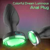 Vibradores luz colorida controle remoto vibrador anal masculino massagem de próstata wearable plug estimulador brinquedos sexuais para homens mulheres 230824