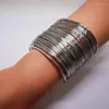 Bangle Geometric Stone Bracelet Bangles For Women Jewelry Simple Open Cuff Hollow Metal Boho Wide Bracelets Arm Ring