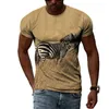 Herren T-Shirts hübsche Männer von Männern 3DT-Shirt Hip-Hop Tier Zebra Musterpersonalität Mode O-Neck Tees Sommerstraße lässige Kurzärmel-Tops