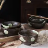 Servis uppsättningar färgad glasyr japansk keramisk risskål nudel kreativ handmålad hushåll el restaurang gorobes