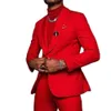 Trajes para hombres Blazers Rojo Hombres Negocios Causal Padrinos de boda Esmoquin Boda Terno Masculino Traje Homme 2PCSBlazerPants 230824