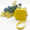 10pcs Coin Purses Silicone Plain Square Short Zipper Wallet With Wrist Mix Color