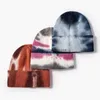 Beanie/Skull Caps Tie Dye Color Knit Hat Beanie Hat Winter Warm Trendy Soft Stretch Beanie Acrylic Skully Cap Outdoor Keep Warm Fashion L0825