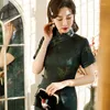 Этническая одежда Традиционная китайская чингсам винтаж элегантные тонкие длинные длинные Qipao Classic Stand Word Print Fashion Banquet Howns