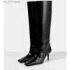 Lunghezza in denim ginocchio nuovo dall'Europa e dall'America Slim High Heels Fashion Square TOE Show Women's Long Boots T230824 94AC8
