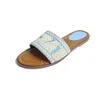 Damen bestickte flache Hausschuhe mit Buchstaben, Sommer-Slip-on-Strandsandalen, Top-Mode