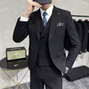 Erkek Suit Blazers Blazer Yelek Pantolon Moda İş Düğün Beyefendi İnce İtalyan Tarzı Gündelik Host Çift Bölünmüş Resmi 3piye 230824