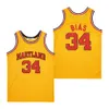 GH 34 Len Bias Maryland Movie College Basketball Jersey Branco Vermelho Amarelo Tamanho S-XXL