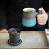 Tazze Tazza con manico in legno con coperchio Separazione del tè Tazza in ceramica Pubblicità Regali aziendali Perdite nell'ufficio personale