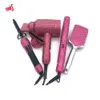 Hair Straighteners 4 Piece Tools Set Crystal Pressing Comb Blow Dryer Bling for Stylist 230825