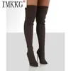 Sexy 2021 The Elastic Stretch Thigh Over Women Knee High Heels Sock Boots New Botas De Mujer Size 36-43 T230824 291