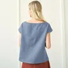 Kvinnors T-skjortor Ly Linen T-shirt Casual Loose O-Neck Kort ärm TEES Basic Streetwear Tops Summer Clothes for Women