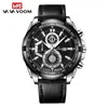 Relógios de pulso VAVA VOOM Top Marca Homens Esportes Pulseira de Couro Calendário de Negócios Moda À Prova D 'Água Casual Quartz Luminous Pointer Watch