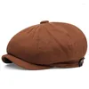 Bérets 2023 Fashion adulte Caps SBOY Men Sheild Colon Cotton British Vintage Painter HATS PRINTEM